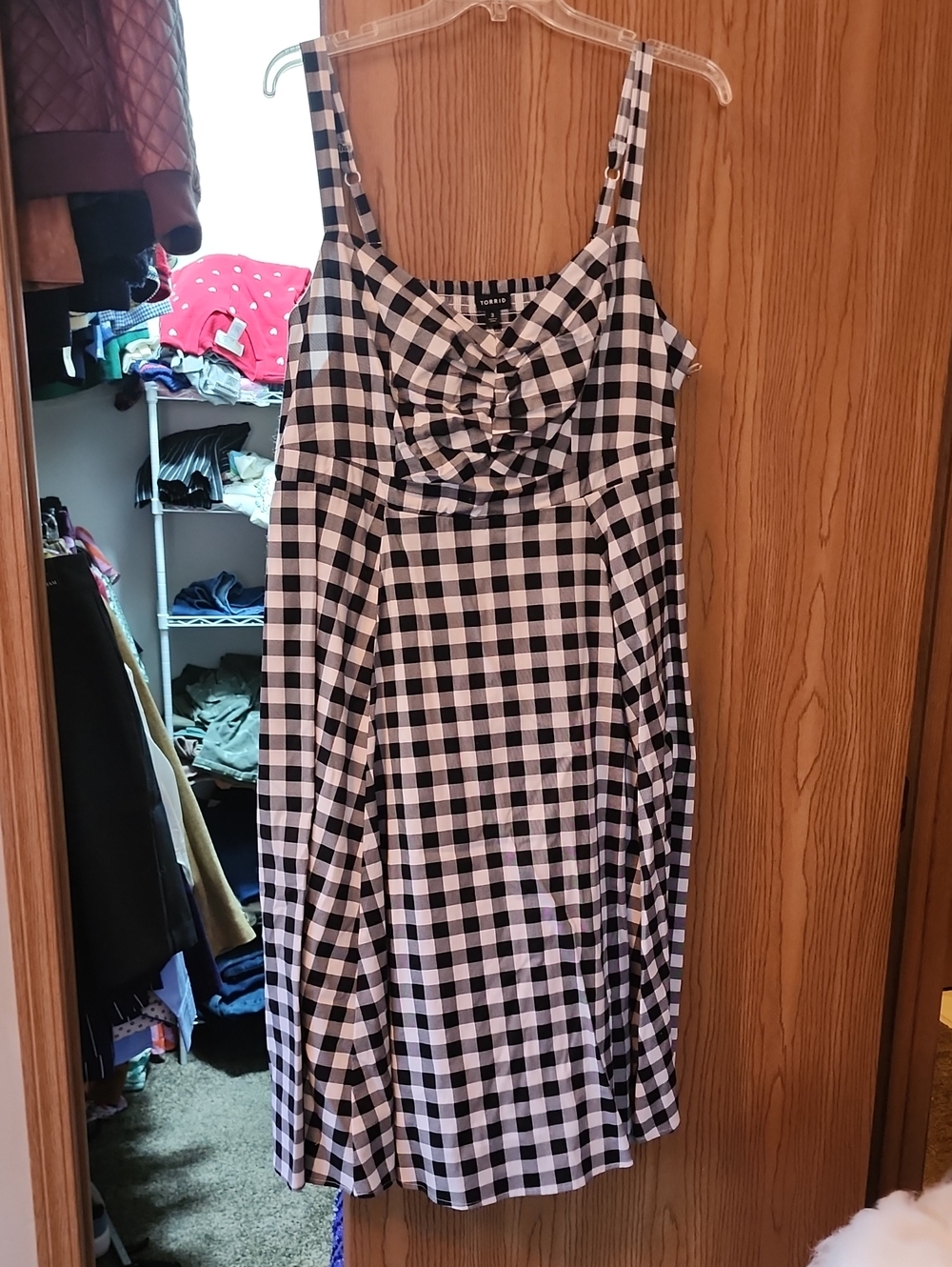torrid Black & White Gingham Tie-Front Midi Dress